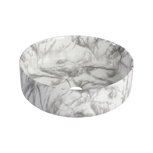 English Elm Ceramic Art Vessel Sink Above Counter – Elegant Gold Line Pattern, Durable Glaze, Easy-Clean Finish White+gray W999P346773