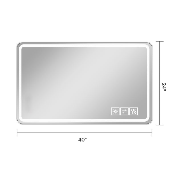 English Elm 24x40 Inch Frameless Led Vanity Mirror Anti-fog Front Lighting Bathroom Wall Mount W2071137649