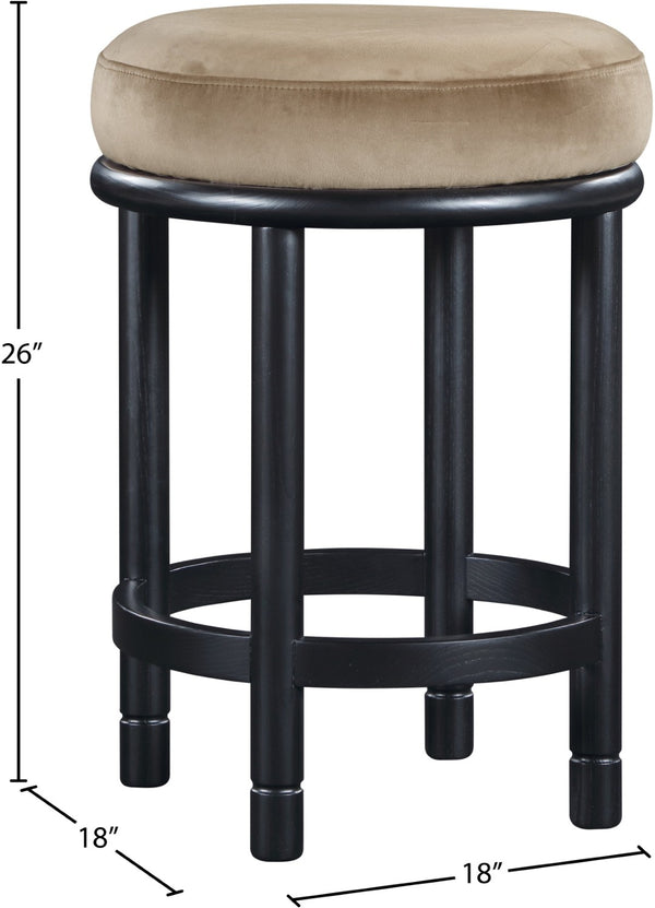 Meridian Furniture Monette Plush Velvet Counter Stool with Matte Black Ash Legs for Kitchen Islands 977Beige-C
