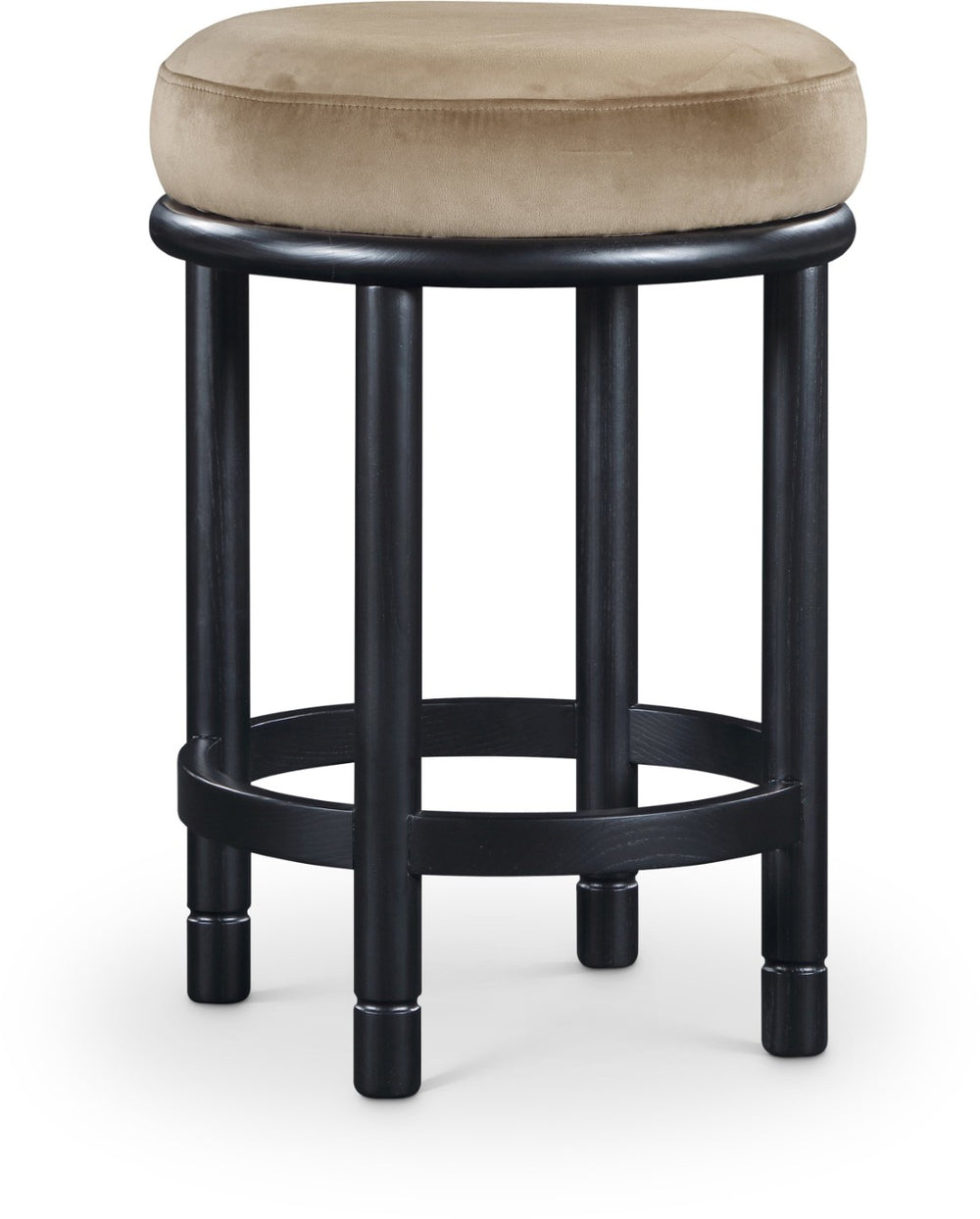 Meridian Furniture Monette Plush Velvet Counter Stool with Matte Black Ash Legs for Kitchen Islands 977Beige-C