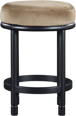Meridian Furniture Monette Plush Velvet Counter Stool with Matte Black Ash Legs for Kitchen Islands 977Beige-C