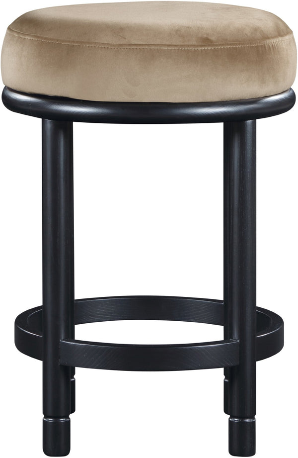 Meridian Furniture Monette Plush Velvet Counter Stool with Matte Black Ash Legs for Kitchen Islands 977Beige-C