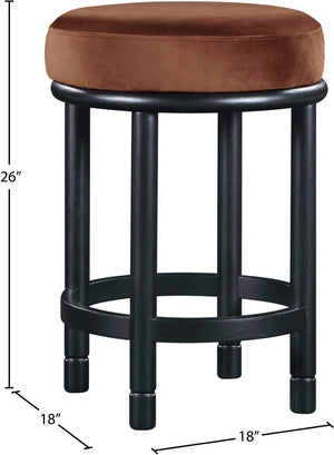 Meridian Furniture Monette Plush Cognac Velvet Counter Stool with Black Ash Legs for Kitchen Islands 977Cognac-C