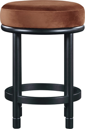 Meridian Furniture Monette Plush Cognac Velvet Counter Stool with Black Ash Legs for Kitchen Islands 977Cognac-C