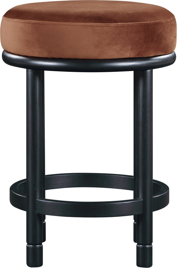 Meridian Furniture Monette Plush Cognac Velvet Counter Stool with Black Ash Legs for Kitchen Islands 977Cognac-C