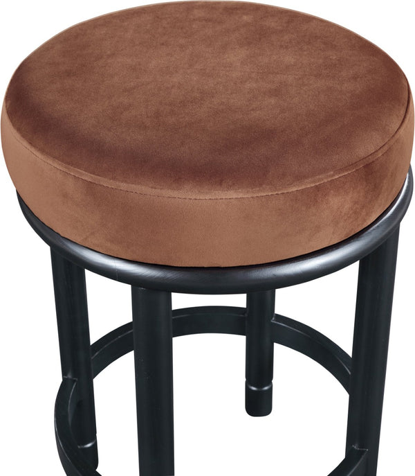 Meridian Furniture Monette Plush Cognac Velvet Counter Stool with Black Ash Legs for Kitchen Islands 977Cognac-C