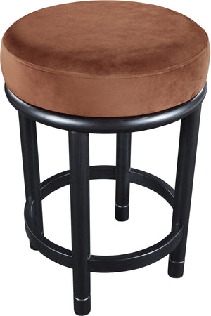 Meridian Furniture Monette Plush Cognac Velvet Counter Stool with Black Ash Legs for Kitchen Islands 977Cognac-C