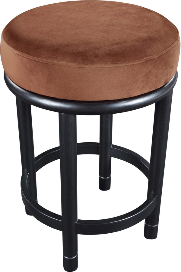 Meridian Furniture Monette Plush Cognac Velvet Counter Stool with Black Ash Legs for Kitchen Islands 977Cognac-C