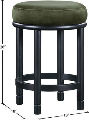Meridian Furniture Monette Velvet Counter Stool with Black Ash Legs for Kitchen Island Seating 977Green-C