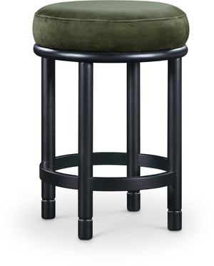 Meridian Furniture Monette Velvet Counter Stool with Black Ash Legs for Kitchen Island Seating 977Green-C