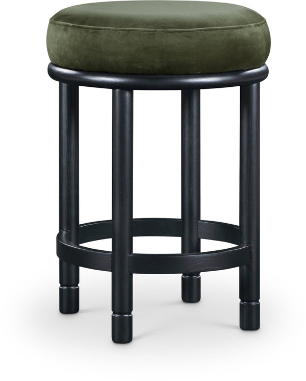 Meridian Furniture Monette Velvet Counter Stool with Black Ash Legs for Kitchen Island Seating 977Green-C