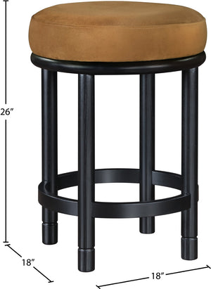 Meridian Furniture Monette Velvet Saddle Seat Counter Stool with Solid Ash Legs for Kitchen Islands 977Saddle-C
