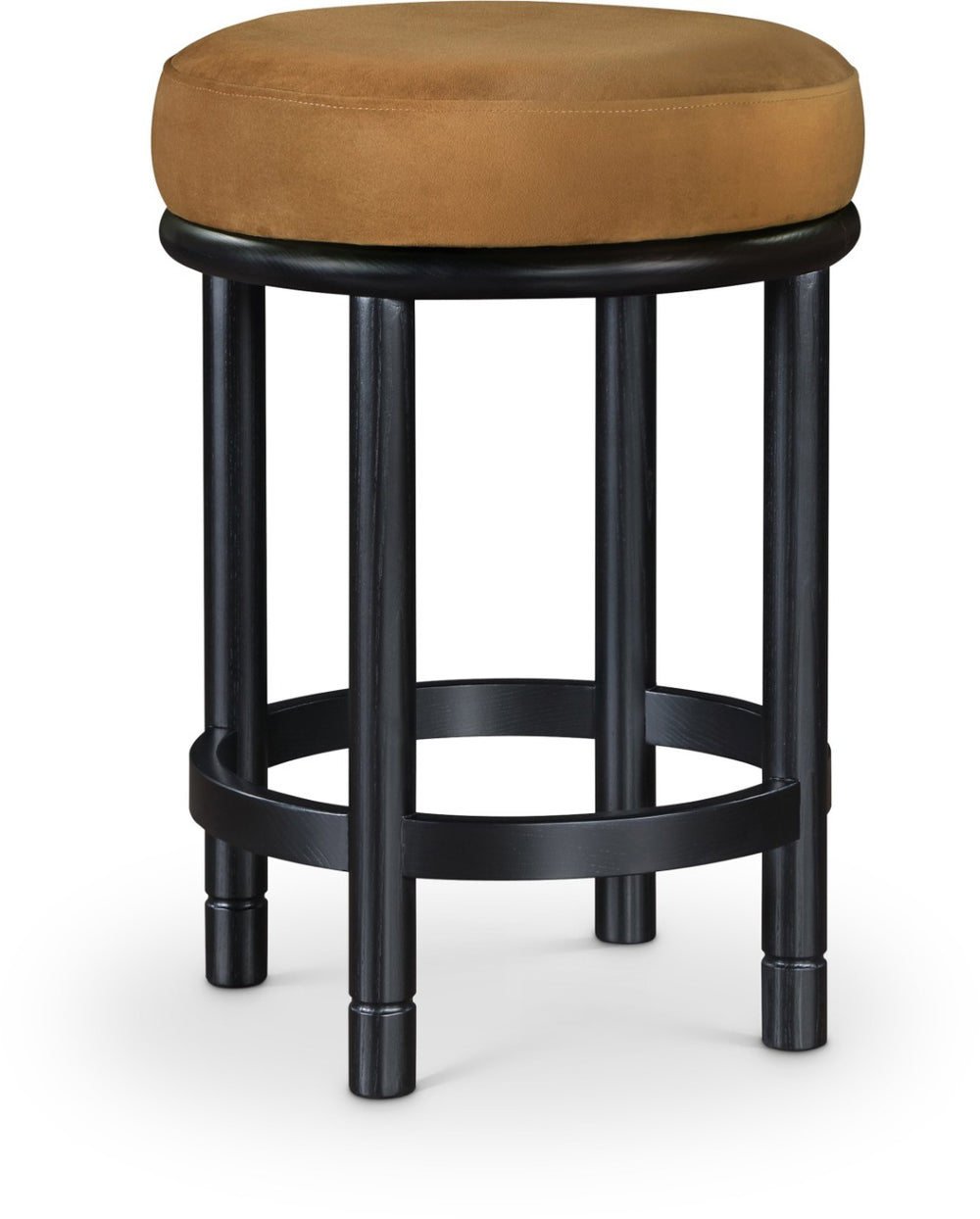 Meridian Furniture Monette Velvet Saddle Seat Counter Stool with Solid Ash Legs for Kitchen Islands 977Saddle-C
