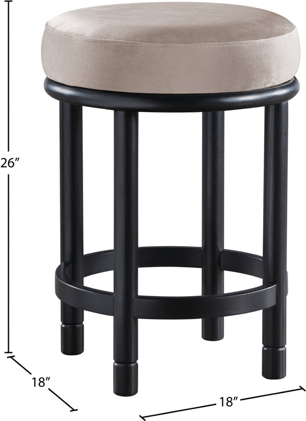 Meridian Furniture Monette Plush Velvet Counter Stool with Ash Wood Legs for Kitchen Islands 977Taupe-C