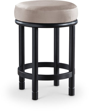 Meridian Furniture Monette Plush Velvet Counter Stool with Ash Wood Legs for Kitchen Islands 977Taupe-C