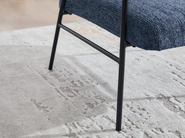 English Elm Leisure Linen Accent Chair with Built-in Side Table Pockets and Lumbar Pillow Modern Navy W395P453310