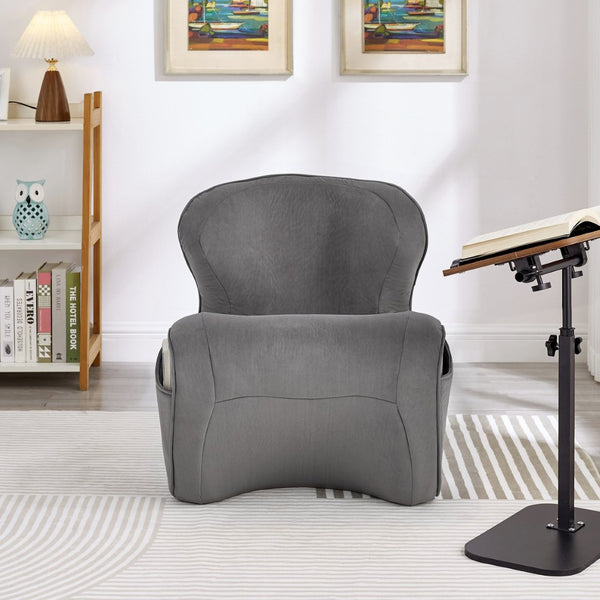 English Elm Ergonomic Floor Chair Velvet Upholstered Lumbar Support Seat for Reading Nook or Lounge Gray W1097P462003