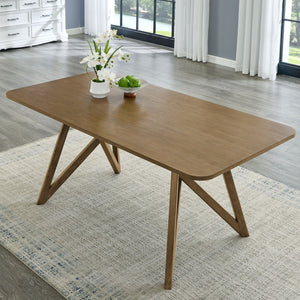 English Elm Dafne 5 Piece Walnut Oak Rectangular Dining Set with Sherpa Upholstered Chairs B2749S00318