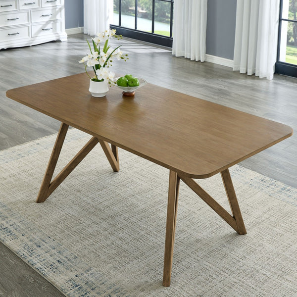 English Elm Dafne Walnut Oak Rectangular Dining Table Seats 6 with Sculptural Cross Base B2749P413315