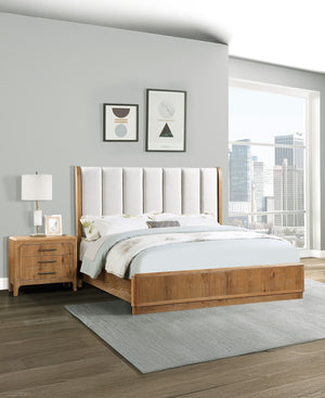 English Elm 1pc Natural Wood Finish Three Drawer Nightstand with Metal Hardware, 28"W x 17"D x 26"H Elegant Storage B2741P346379