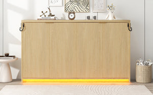 English Elm Twin Murphy Bed XL Cabinet with LED Light, Gray Finish, Space-Saving Foldaway Design, 800lb Capacity N709P002050N