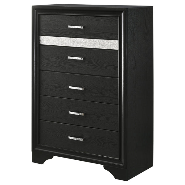 English Elm Annie Black 6-Drawer Bedroom Chest - Elegant Glamour & Efficient Storage For Modern Spaces B062P378343