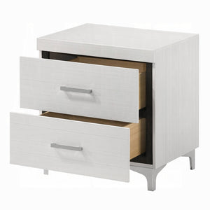 English Elm Modern White Nightstand with 2 Drawers and Metal Legs — Stylish Storage, 22"W x 16"D x 23"H, One Piece B011P316891