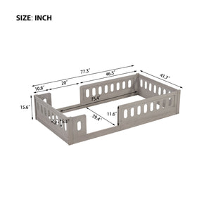 English Elm Wood Twin Size Platform Bed with Guardrail — Sturdy Pine & MDF Construction, Safe Low-Profile Design for Kids Natural N709P180836N