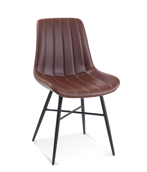 Basset Mirror Dylan Side Chair Set Of 2 - Modern Comfort With Channel-back Design, Vegan Leather & Sturdy Frame Brown Metal,Upholstery 9780-dr-800-2