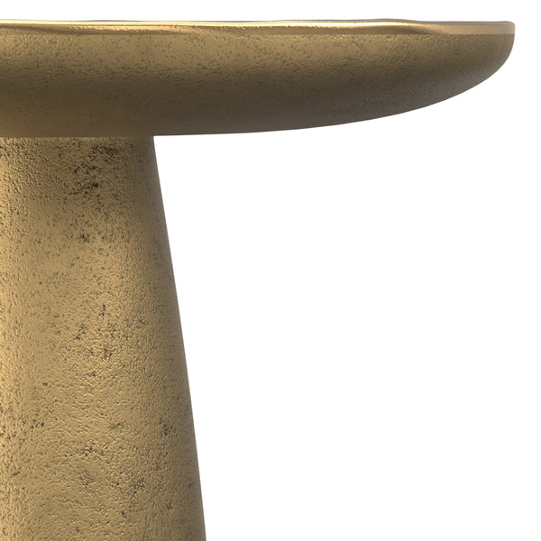 English Elm Dominique Hand-Finished Cast Aluminum Side Table in Antique Brass Finish, 22" Round, Versatile Accent Piece B136P239035