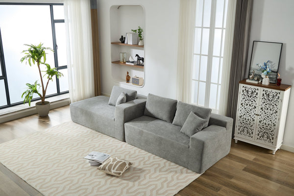 English Elm Beige Compressible Chenille Sofa with Space-Saving Vacuum Packaging, Easy-Clean, Fluffable Comfort Grey B102S00088