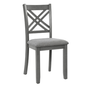 English Elm 6 Piece Rubberwood Dining Set with Bench and Linen Chairs for Transitional Kitchen W1998S00105