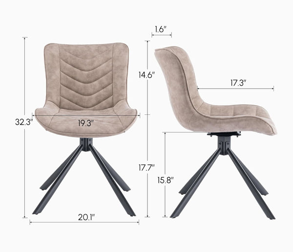 English Elm Mid-Century Modern Tufted Wingback Dining Chair Set Of 2 - Stylish Swivel Chairs For Home & Office T3903P405991