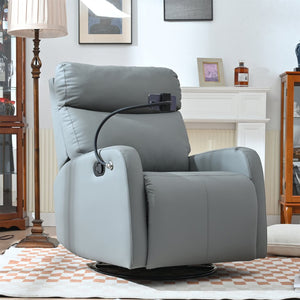 English Elm Swivel 360° Rocker Recliner Chair with Glider, 95-160° Manual Recline, 30° Rocking, Nursery Seat (Blue-Gray) W1028P251470