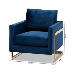 Baxton Studio Baxton Studio Matteo Royal Blue Velvet Armchair with Gold Stainless Steel Frame for Glam Living Room TSF-77241-Navy/Gold-CC