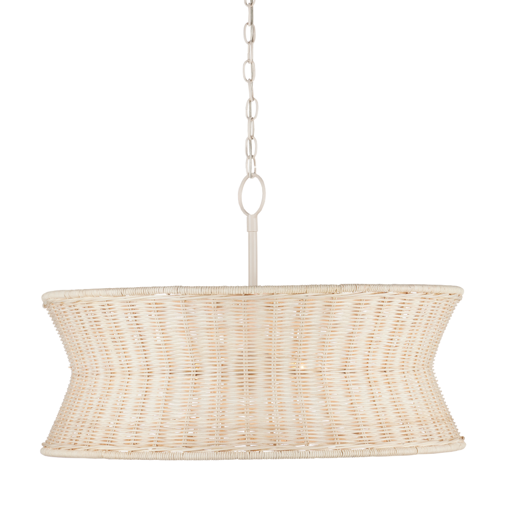 Phebe Chandelier - Elegant Coastal Design with Bleached Wicker Shade and Vanilla Finish for Homes