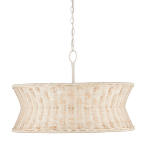 Phebe Chandelier - Elegant Coastal Design with Bleached Wicker Shade and Vanilla Finish for Homes