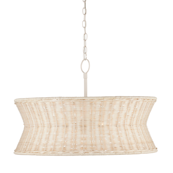 Phebe Chandelier - Elegant Coastal Design with Bleached Wicker Shade and Vanilla Finish for Homes