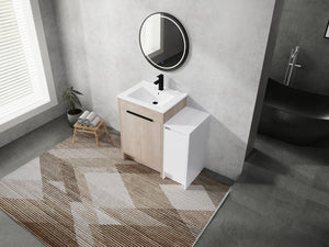 English Elm 36 Inch Freestanding Bathroom Vanity With Ceramic Sink, Soft-Close Doors & Ample Storage Solutions W999S00302