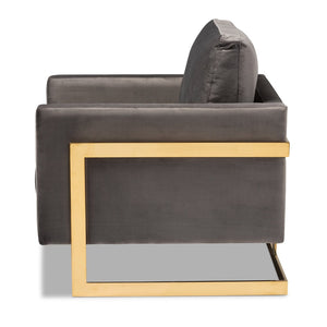 Baxton Studio Baxton Studio Glam Grey Velvet Armchair with Gold Frame - Luxe Comfort for Modern Living Spaces TSF-77241-Grey/Gold-CC