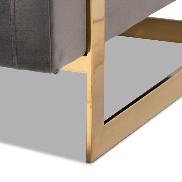 Baxton Studio Baxton Studio Glam Grey Velvet Armchair with Gold Frame - Luxe Comfort for Modern Living Spaces TSF-77241-Grey/Gold-CC