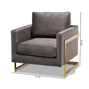 Baxton Studio Baxton Studio Glam Grey Velvet Armchair with Gold Frame - Luxe Comfort for Modern Living Spaces TSF-77241-Grey/Gold-CC