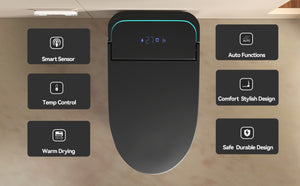 English Elm Unique Intelligent One Piece Toilet with Bidet Warm Air Dryer and Auto Sensor Seat Black W3133P476381