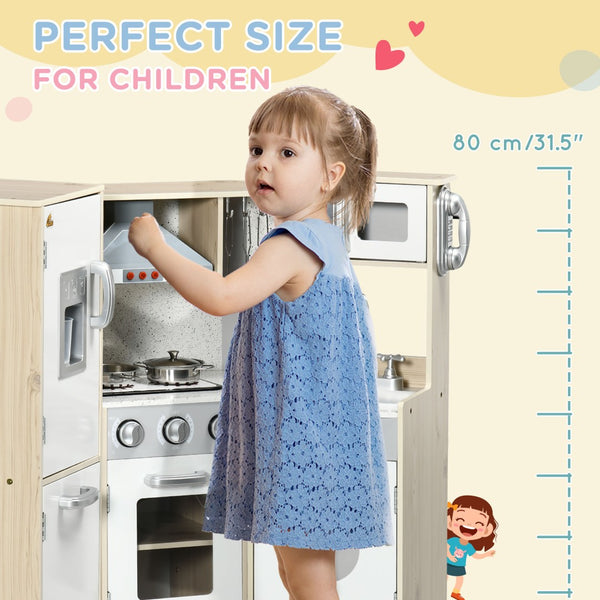 English Elm Qaba Wooden Corner Play Kitchen with Sound Effects Ice Maker and Full Appliance Suite W2225P217657