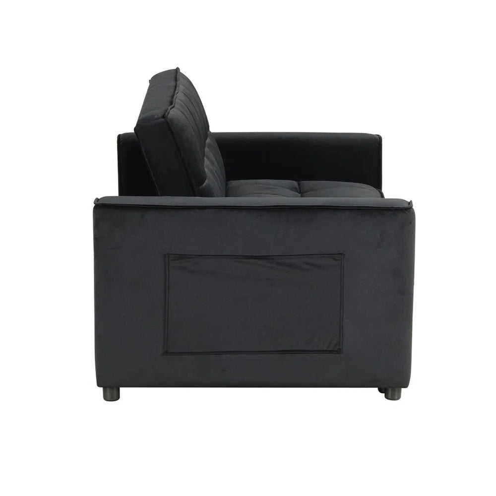 English Elm Velvet Convertible Sleeper Loveseat with Plush Tufting, Built-In Side Pockets & Sturdy Legs for Guests B016P392818