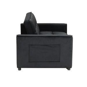 English Elm Velvet Convertible Sleeper Loveseat with Plush Tufting, Built-In Side Pockets & Sturdy Legs for Guests B016P392818