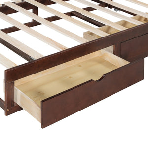 English Elm Wooden Twin to King Daybed with Trundle and Storage Drawers for Guest Rooms Espresso N708P336539P
