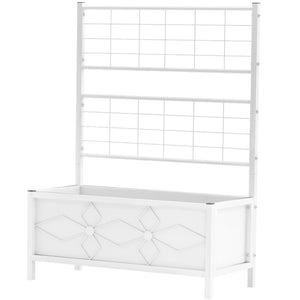 English Elm Outsunny Galvanized Steel Raised Planter with Built-in Trellis for Vertical Garden Growth W2225P485616