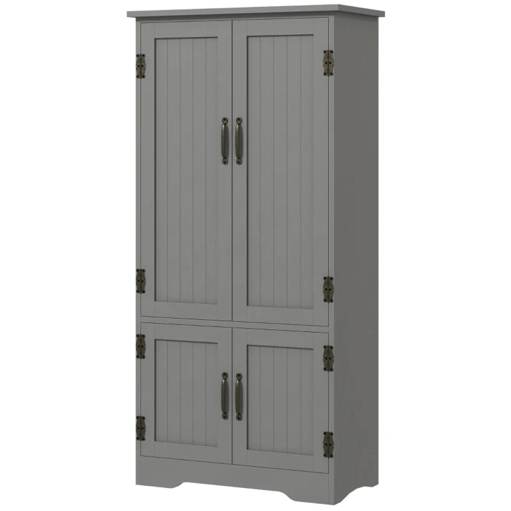 English Elm Foyer Beadboard Floor Cabinet with Drawers White Farmhouse Storage for Entryway Bath Gray T3971P469650