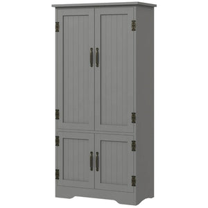 English Elm Foyer Beadboard Floor Cabinet with Drawers White Farmhouse Storage for Entryway Bath Gray T3971P469650